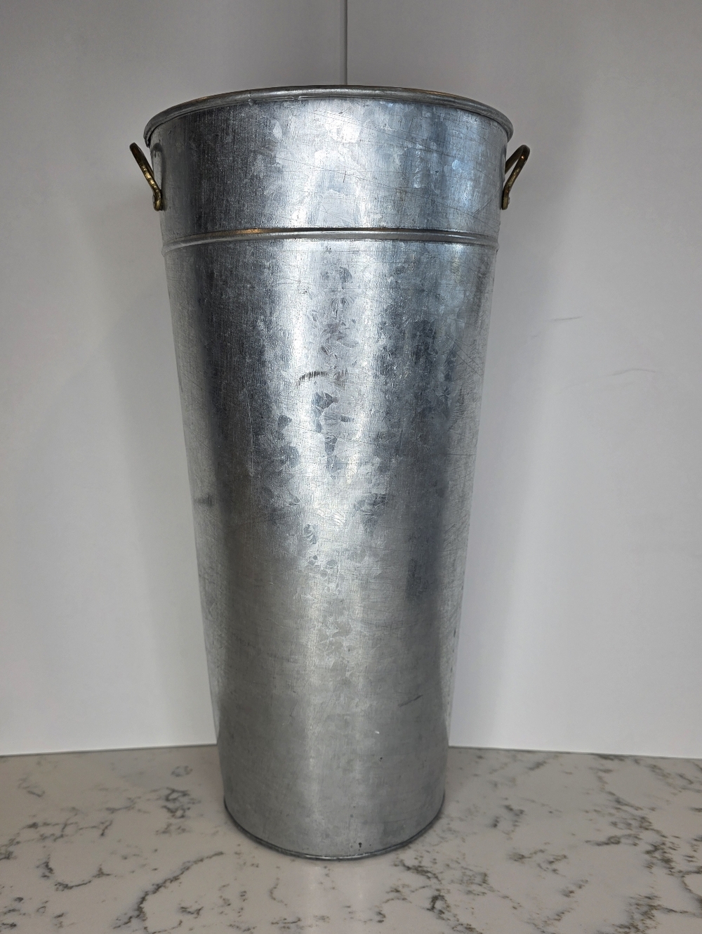 Tall Galvanized French Flower Bucket